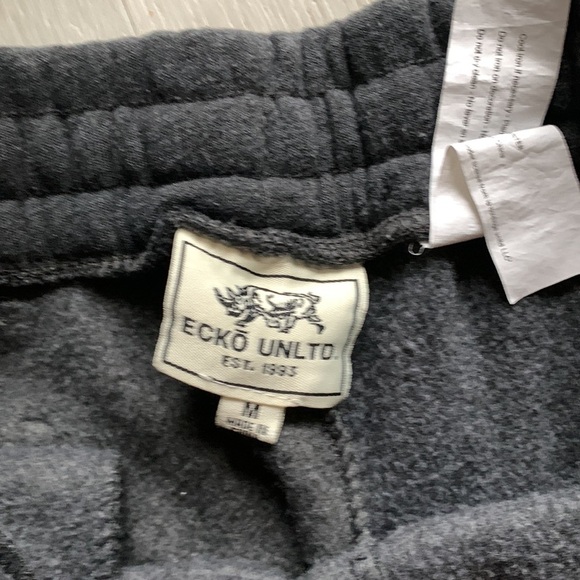 Echo Sweat pants size M gray drawstring pockets logo embroidered - Picture 10 of 14